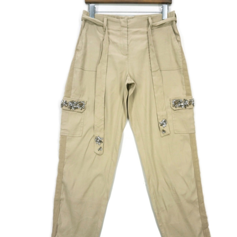 CHICO'S Cargo Multi Pocket Beads Embellished Relaxed Pant - Size 1 (Chico size)